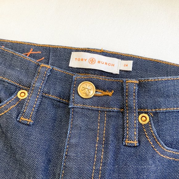 NWOT Tory Burch Mid-rise Cropped Bootcut Jeans Size 24 - Picture 4 of 7